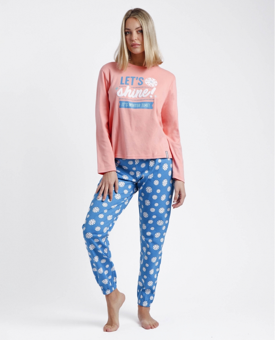 MR WONDERFUL Pijama Manga Larga Shine para Mujer PEACH