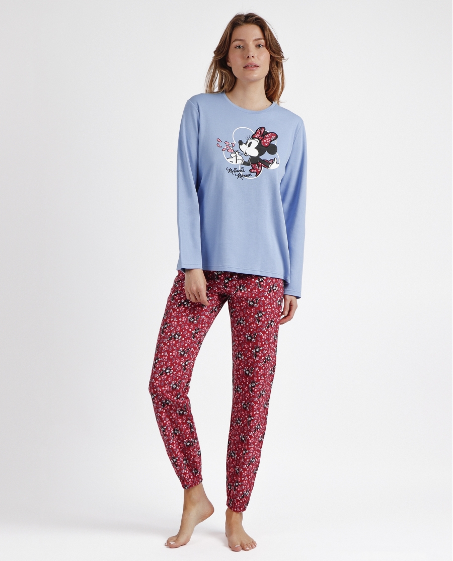 DISNEY Pijama Manga Larga Minnie Grow para Mujer AZUL