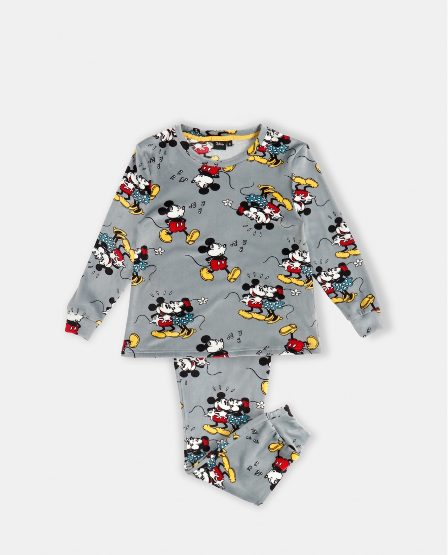 DISNEY Pijama Calentito Manga Larga Mickey Grey D para Niña GRIS