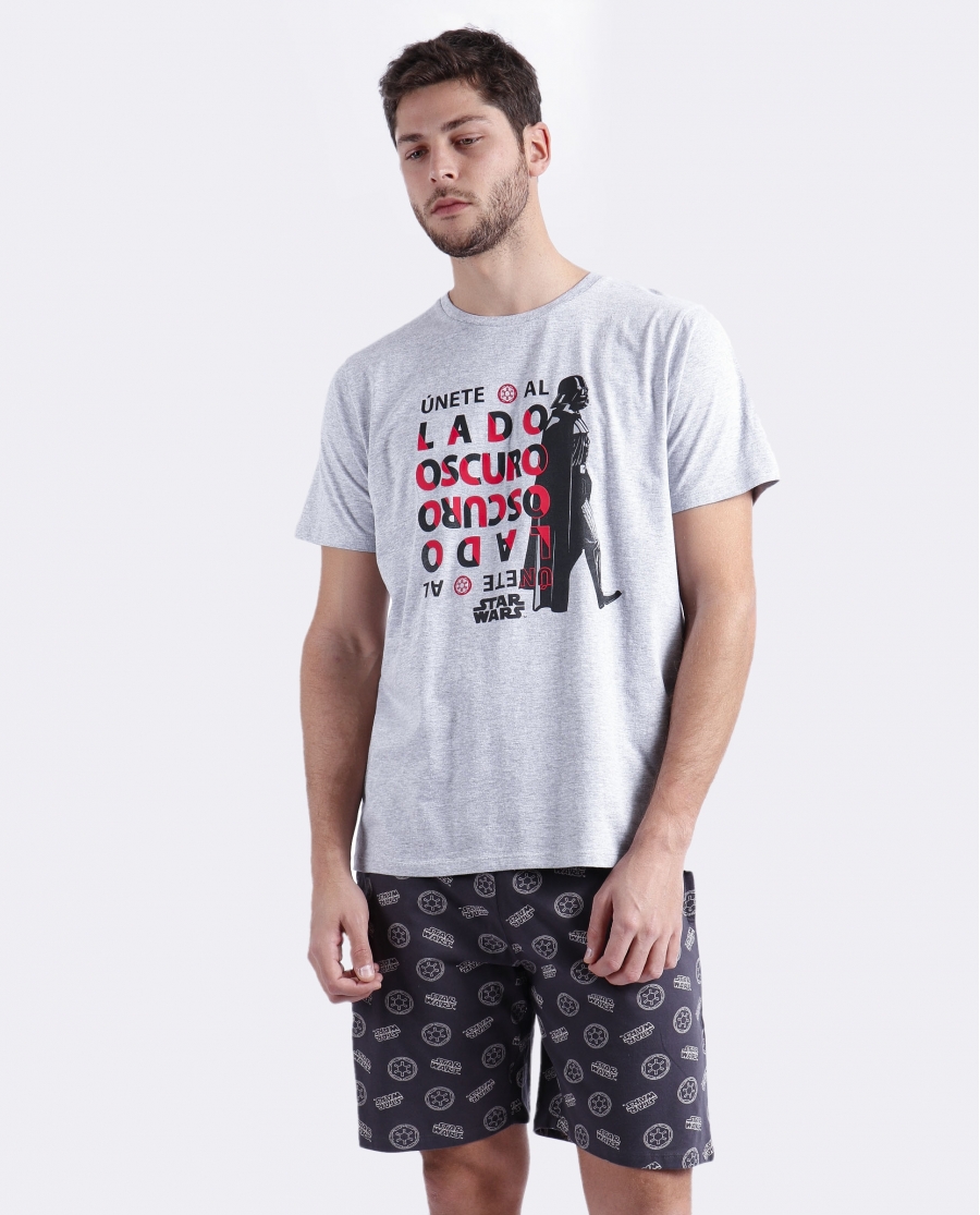 STAR WARS Pijama Manga Corta Lado Oscuro para Hombre GRIS JASPE