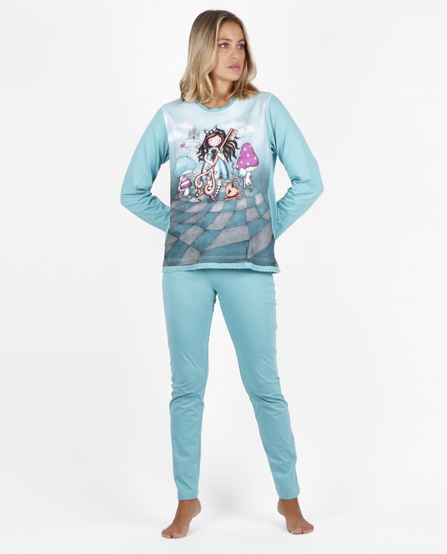 SANTORO GORJUSS Pijama Manga Larga Curiosity para Mujer TURQUESA