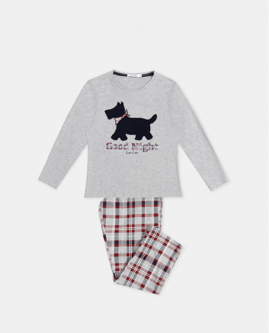 ADMAS Pijama Manga Larga Lou Lou Goodnight para Niña GRIS JASPE