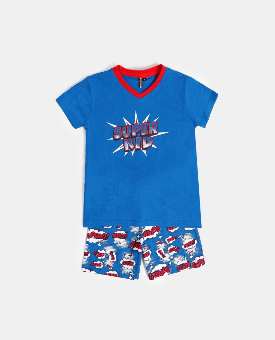 DIVER Pijama Manga Corta Super Dad para Niño AZULON