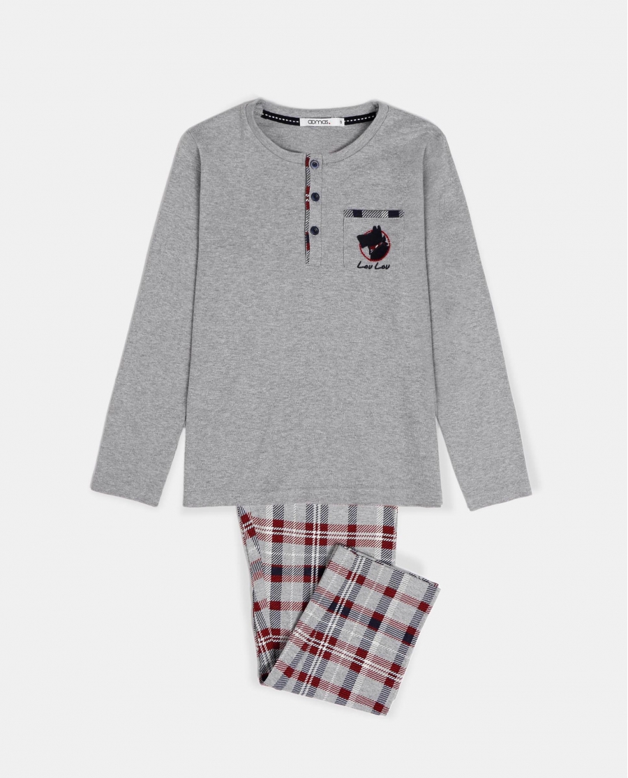 ADMAS Pijama Manga Larga Lou Lou Goodnight para Niño GRIS JASPE