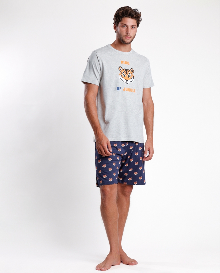 DIVER Pijama Manga Corta King para Hombre GRIS JASPE