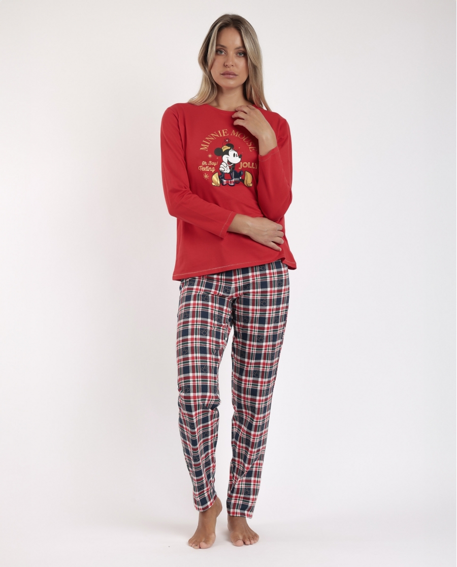 DISNEY Pijama Manga Larga Feeling Jolly para Mujer ROJO