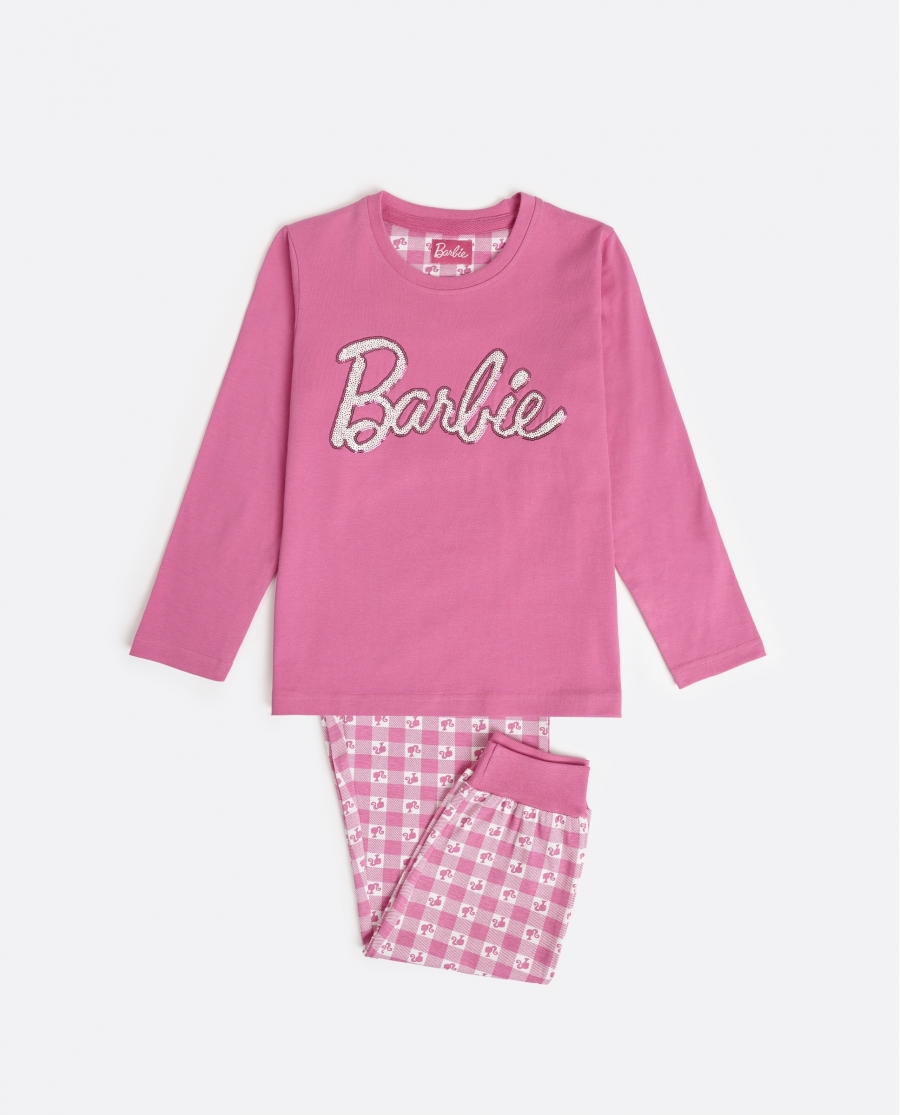 BARBIE Pijama Manga Larga Vichy Mood Barbie para Niña ROSA