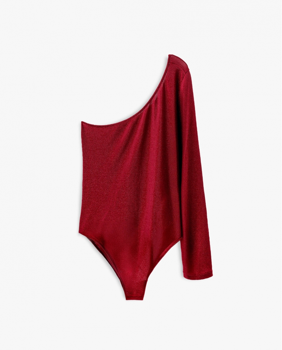 ADMAS Body Asimétrico Tanga Brillos para Mujer ROJO