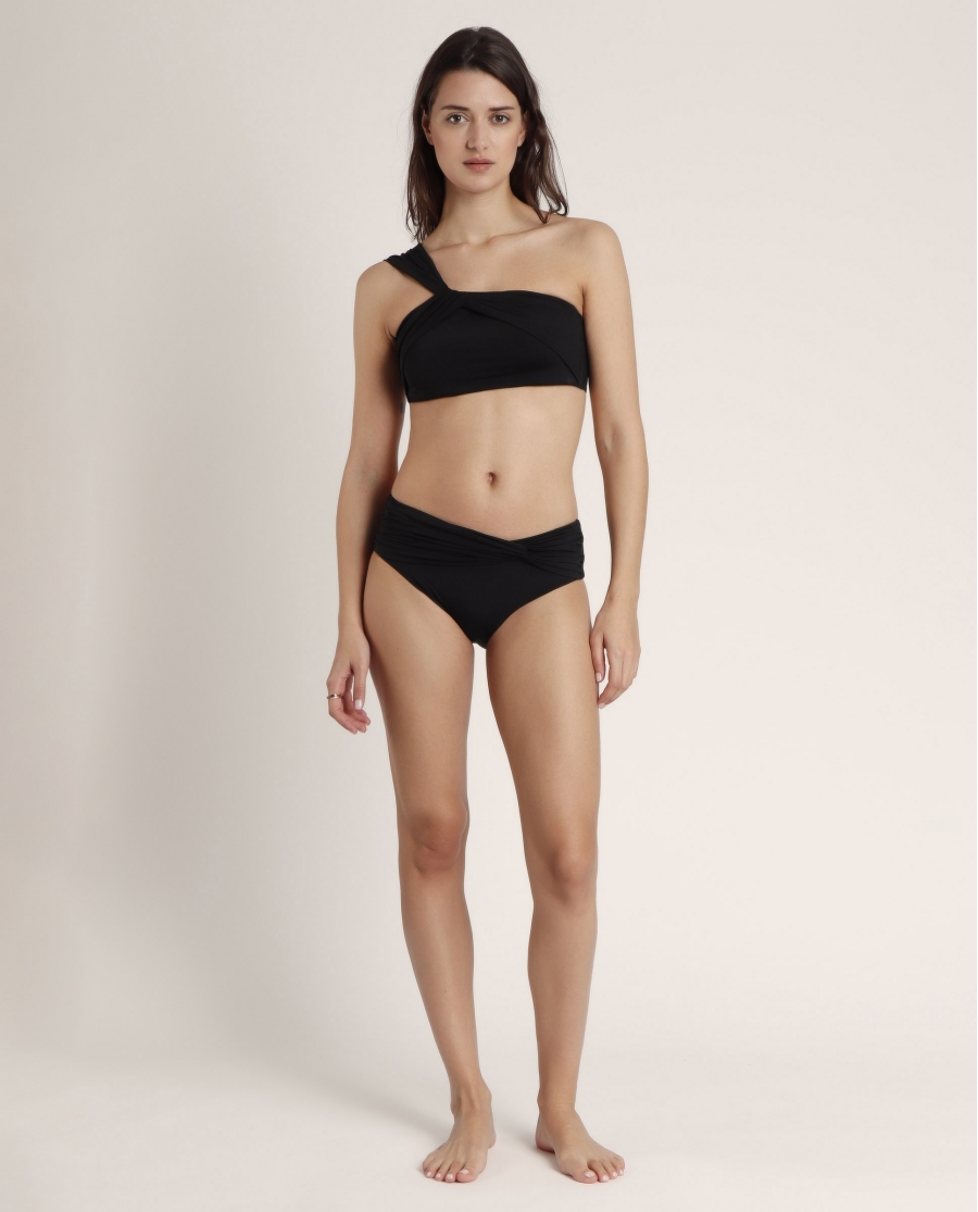 ADMAS Bikini Asimétrico Drapeado Cruise para Mujer NEGRO