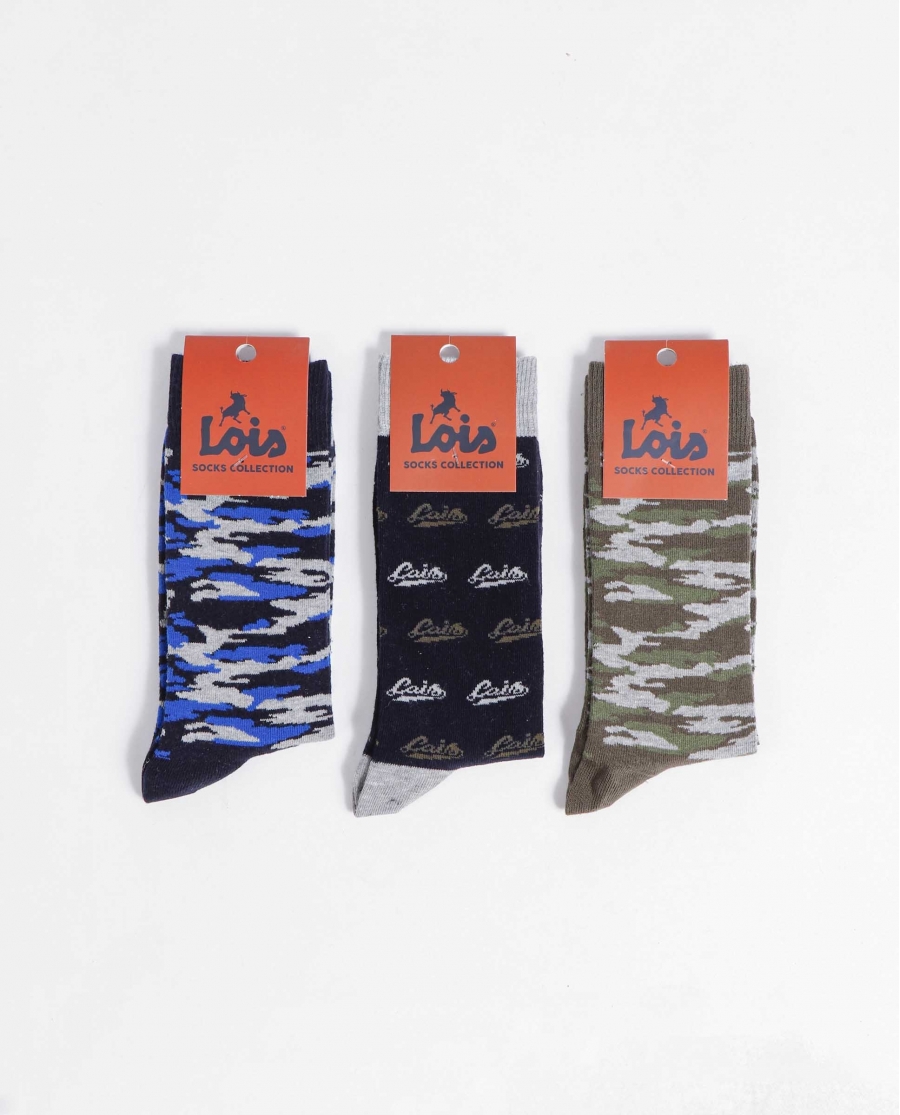 LOIS Calcetín Mediano Lois Camo para Hombre, (Caja de 12 unidades) SURTIDO