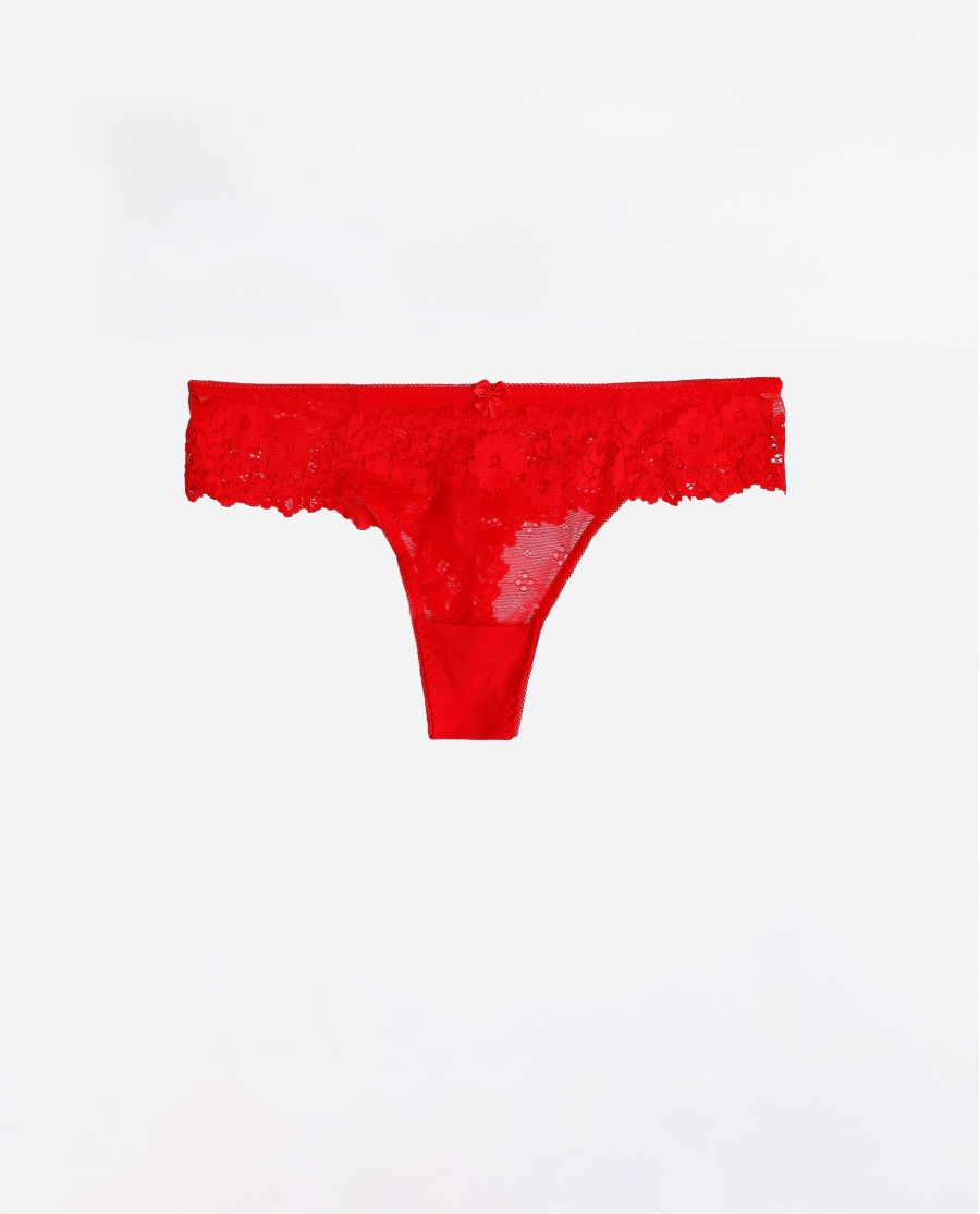 ADMAS Tanga Puntilla con Envase Regalo para Mujer, (Caja de 24 unidades) ROJO