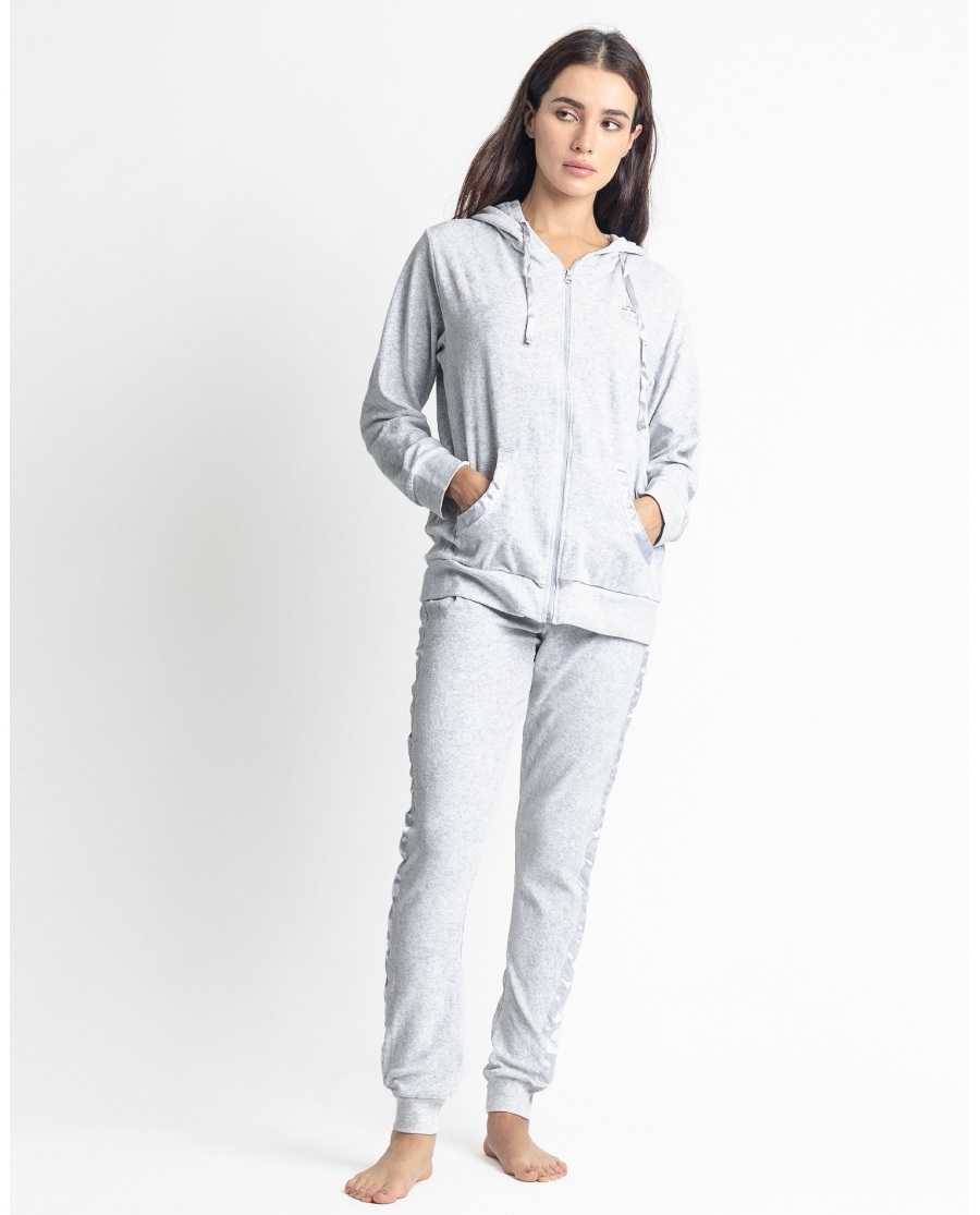 ADMAS HOME Pijama Capucha Manga Larga Sport Home para Mujer GRIS JASPE