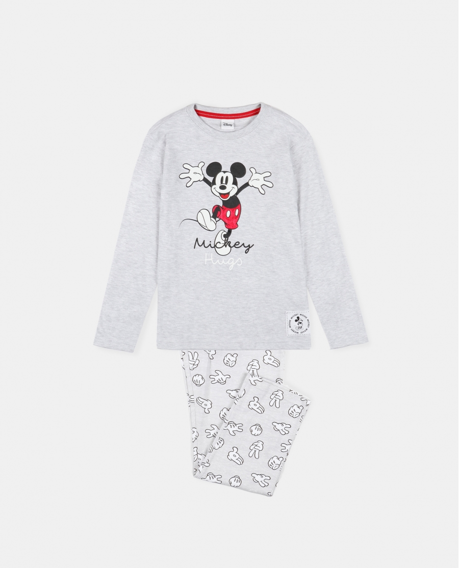 DISNEY Pijama Manga Larga Mickey Gris para Niño GRIS JASPE