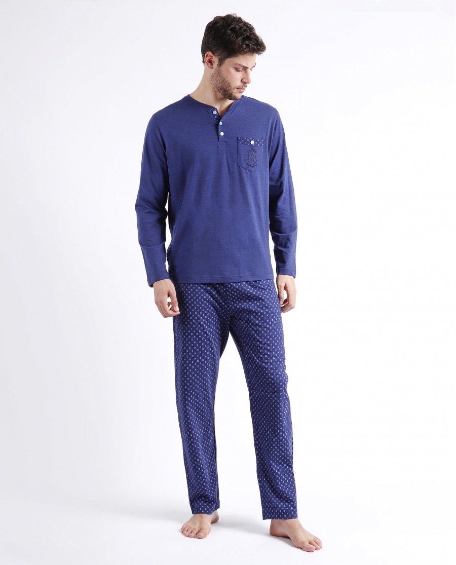 ADMAS CLASSIC Pijama Manga Larga Spike para Hombre AZUL