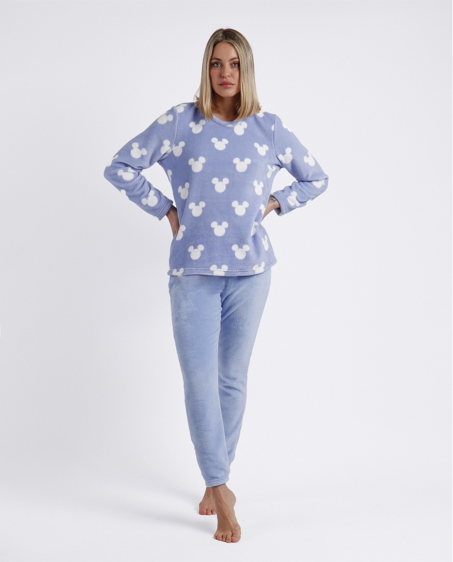 DISNEY Pijama Calentito Manga Larga Mickey Little Dreamer para Mujer AZUL