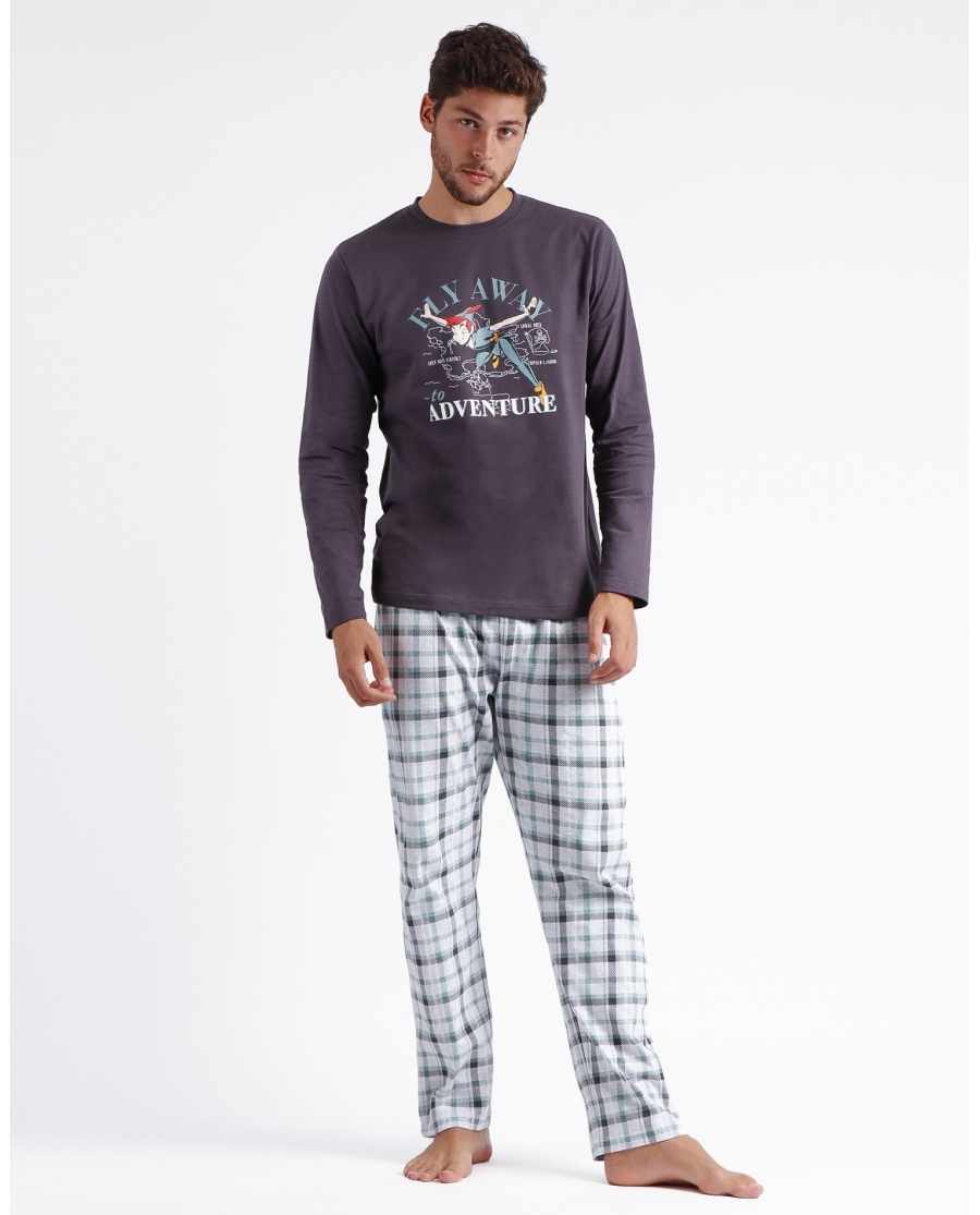 DISNEY Pijama Manga Larga Peter Pan para Hombre MARENGO