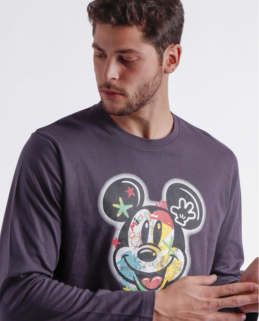 DISNEY Pijama Manga Larga Steet Graffiti para Hombre GRIS