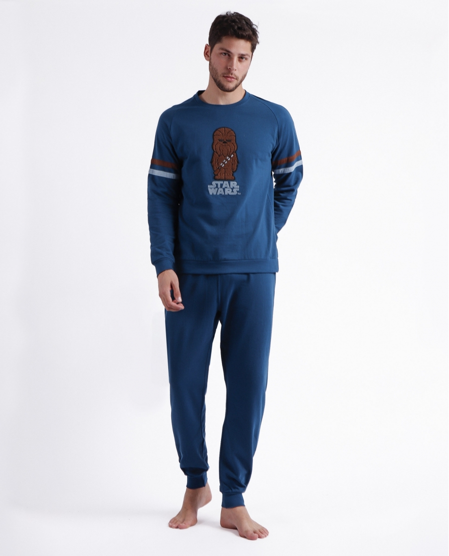 STAR WARS Pijama Manga Larga Wookiee para Hombre AZUL