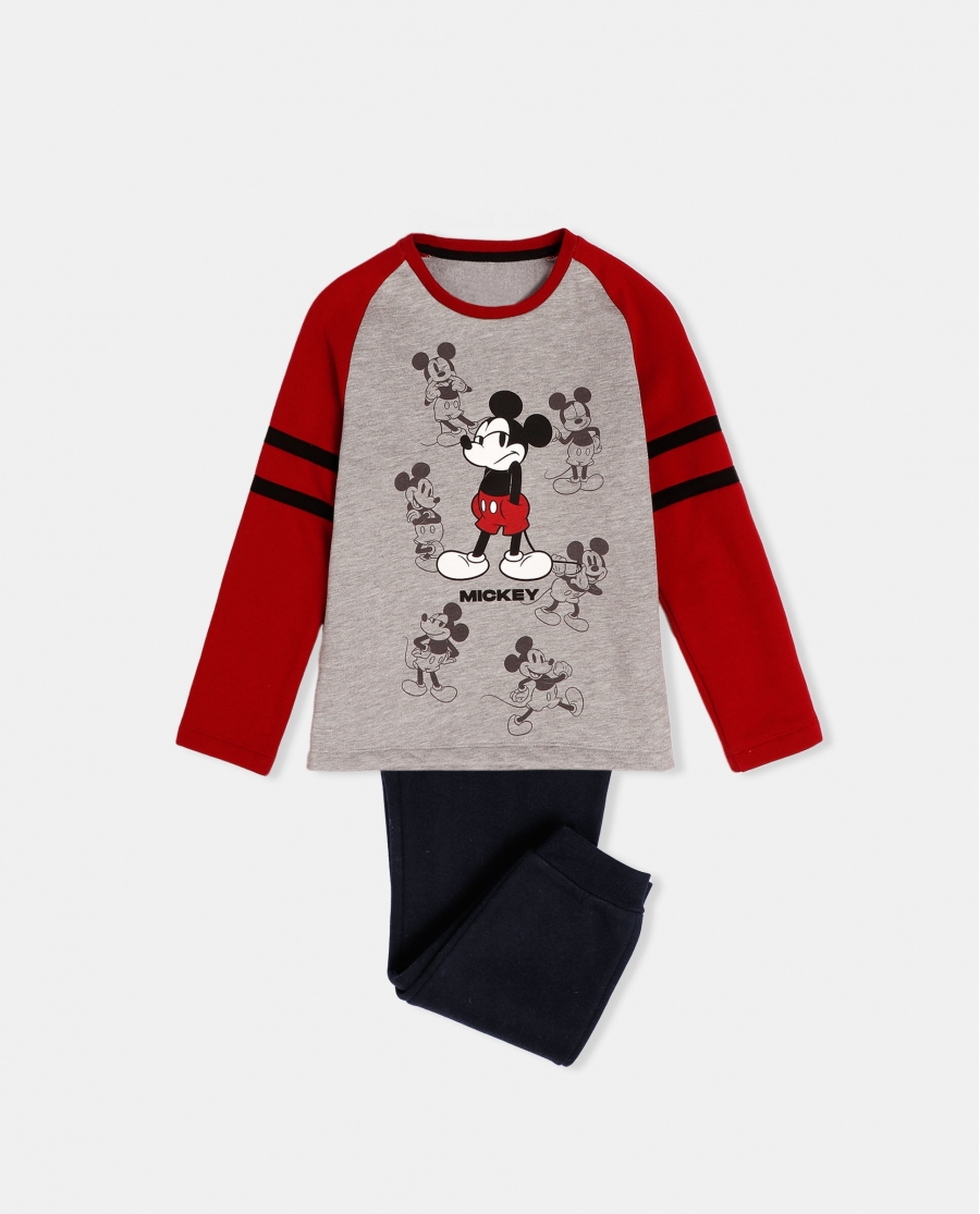 DISNEY Pijama Manga Larga Mickey Shadows para Niño GRIS JASPE