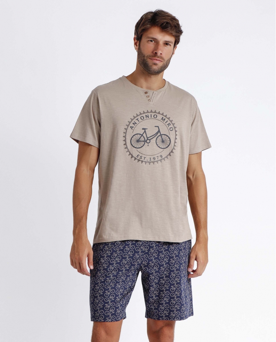 ANTONIO MIRO Pijama Manga Corta Bikely para Hombre BEIGE