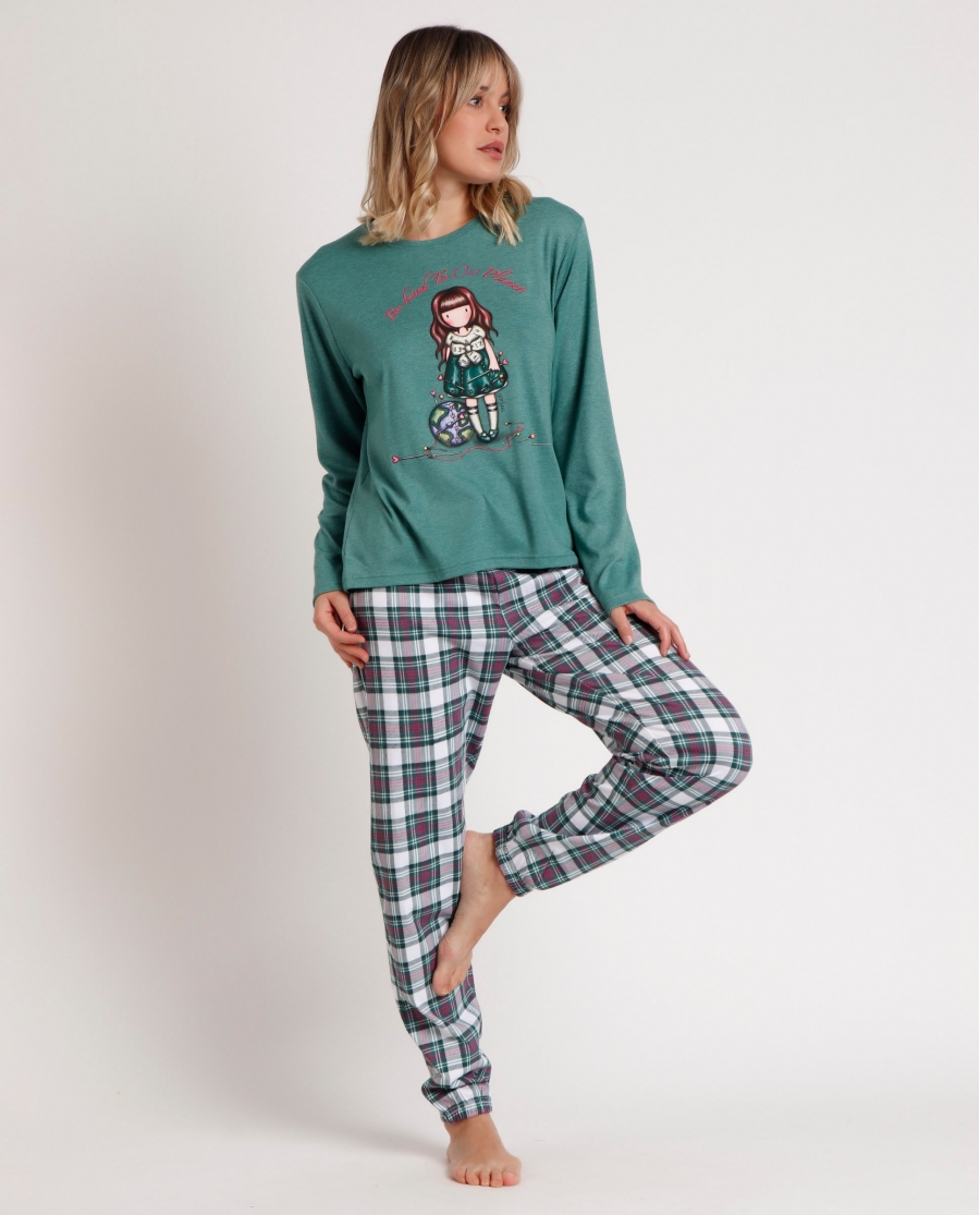 SANTORO GORJUSS Pijama Manga Larga Be Kind To The Planet para Mujer VERDE HOJA