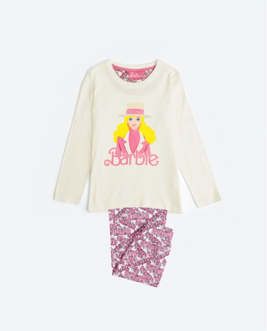 BARBIE Pijama Manga Larga Chic para Niña CRUDO