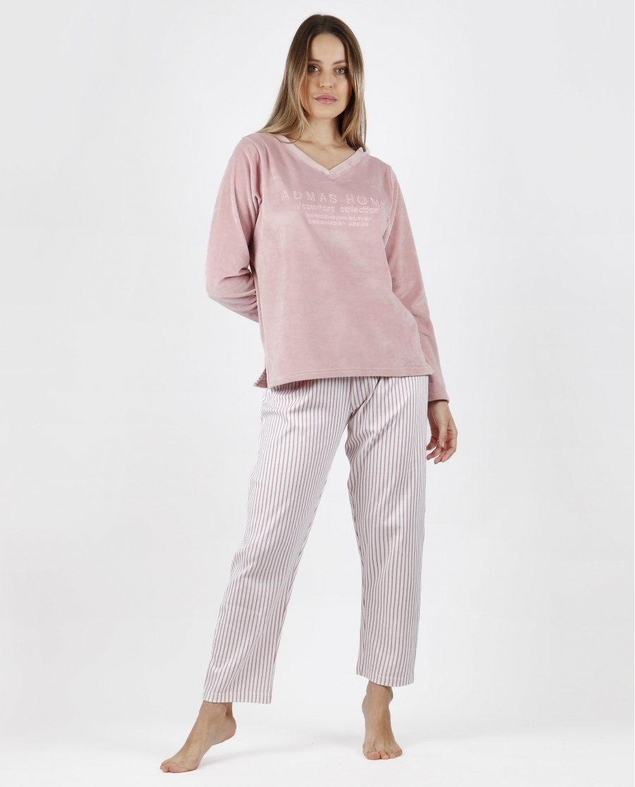 ADMAS Pijama Manga Larga Doble Velvet Soft Pico para Mujer PETALO