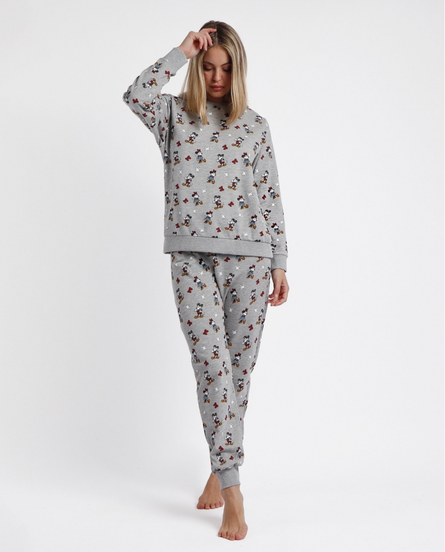 DISNEY Pijama Manga Larga Estampado Sketch para Mujer GRIS JASPE