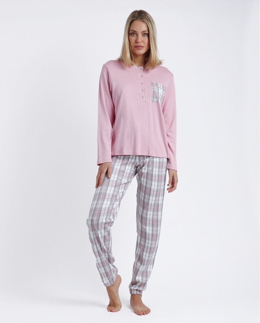 ADMAS CLASSIC Pijama Tapeta Manga Larga Soft Pink Paradise para Mujer ROSA