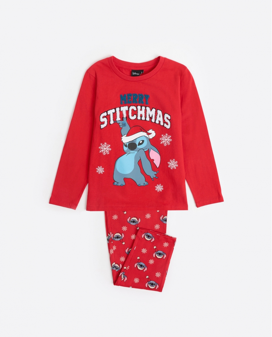 DISNEY Pijama Manga Larga Stitchmas para Niño ROJO