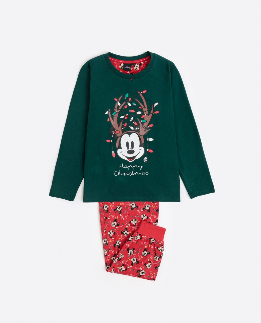 DISNEY Pijama Manga Larga Mickey Xmas para Niño VERDE