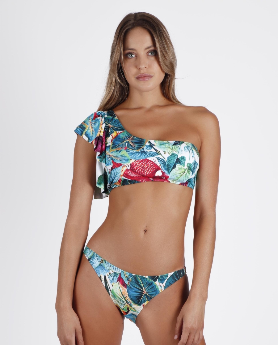 ADMAS Bikini Asimetrico Volante Tropical para Mujer TROPICAL