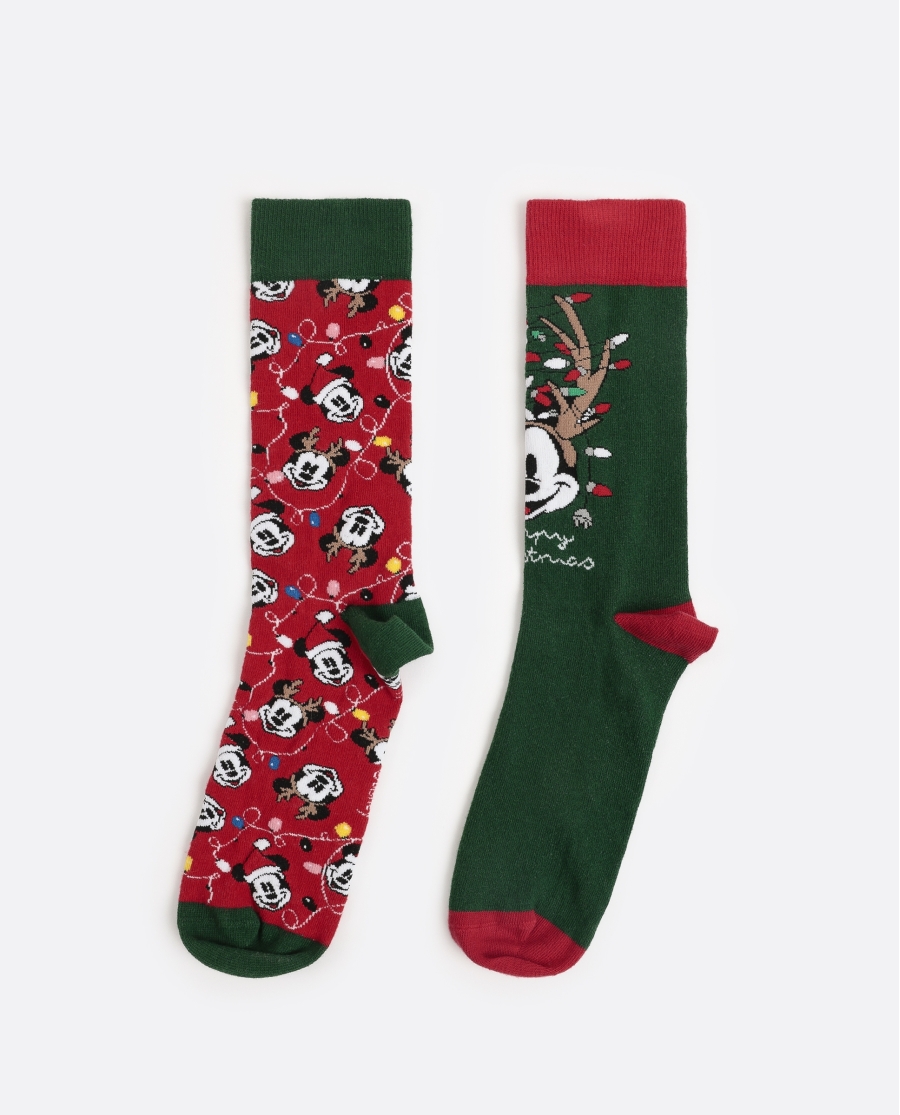 DISNEY Calcetín Xmas Mickey para Hombre, (Pack 2 pares) PACK FANTASIA