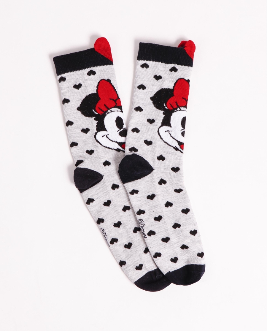 DISNEY Calcetín Minnie Big Face para Mujer GRIS JASPE