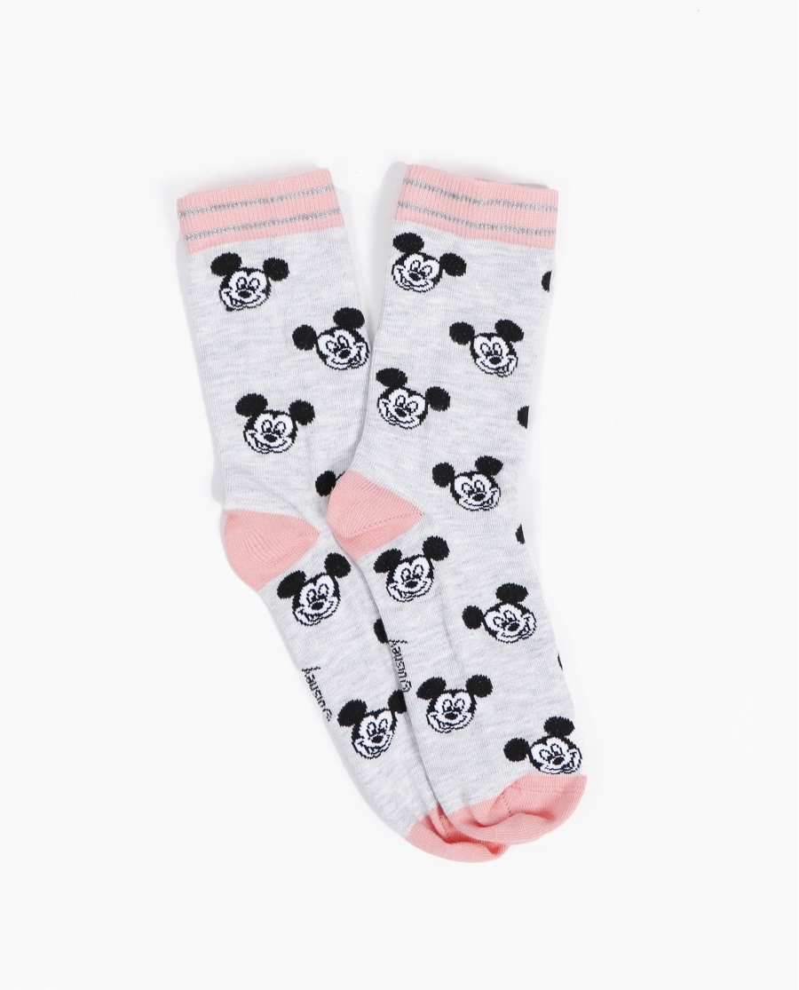 DISNEY Calcetín Mickey Pink Small Faces para Mujer GRIS JASPE