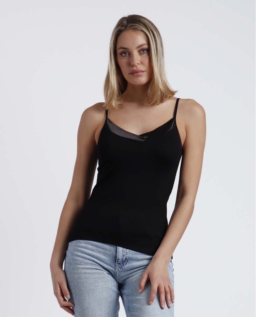 ADMAS Camiseta Tirante Escote Raso para Mujer NEGRO