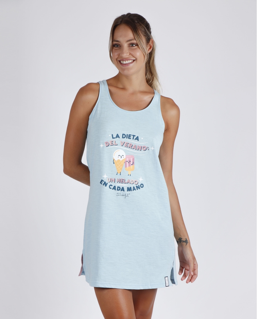 MR WONDERFUL Camisola Tirantes La Dieta del Verano para Mujer AZUL