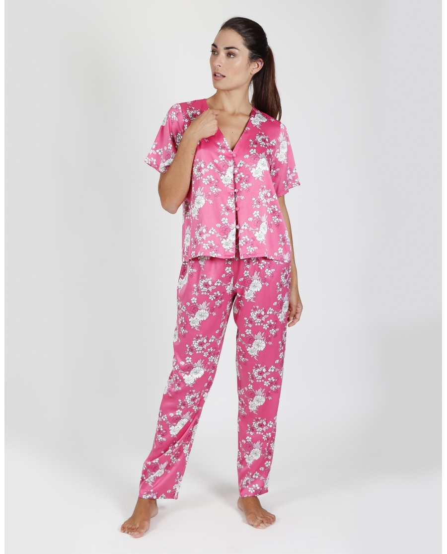 PIJAMA P/LARGO PINK FLOWERS FUCSIA