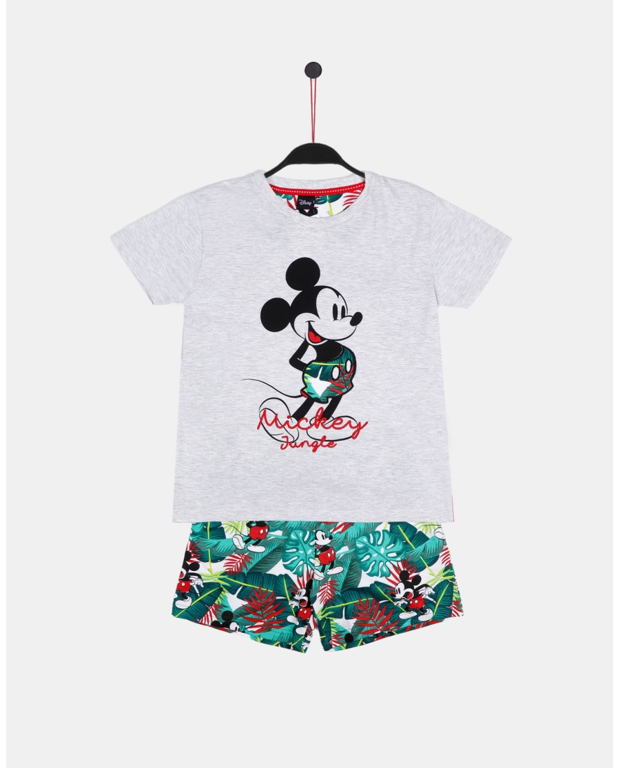 DISNEY Pijama Manga Corta Mickey Jungle para Niño GRIS JASPE