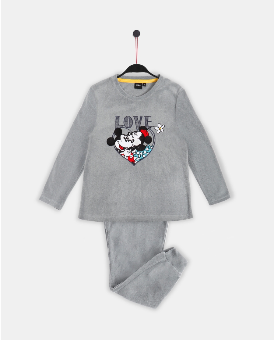 DISNEY Pijama Calentito Manga Larga Mickey Grey para Niña GRIS