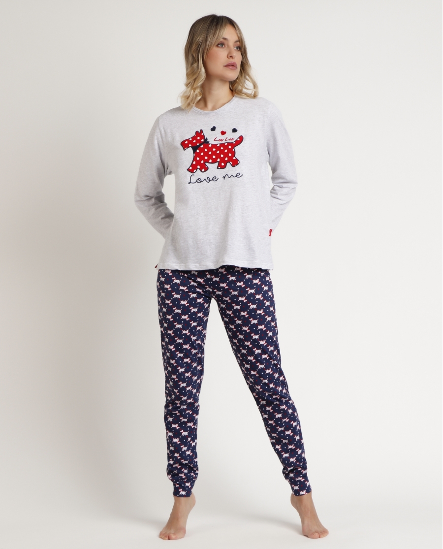 ADMAS Pijama Manga Larga Lou Lou Love Me para Mujer GRIS JASPE