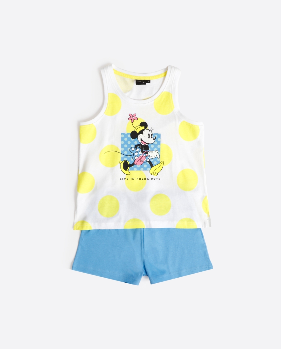 DISNEY Pijama Sin Mangas Polka Dots para Niña AMARILLO