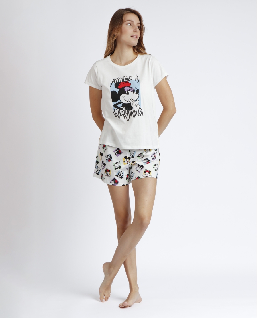 DISNEY Pijama Manga Corta Attitude is Everything para Mujer CRUDO