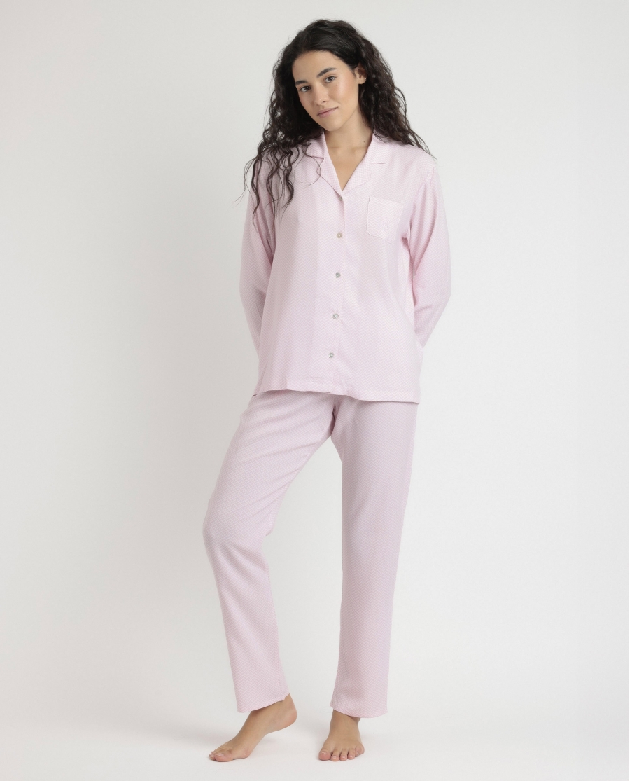 ADMAS CLASSIC Pijama Abierto Manga Larga Classic Spiga para Mujer ROSA