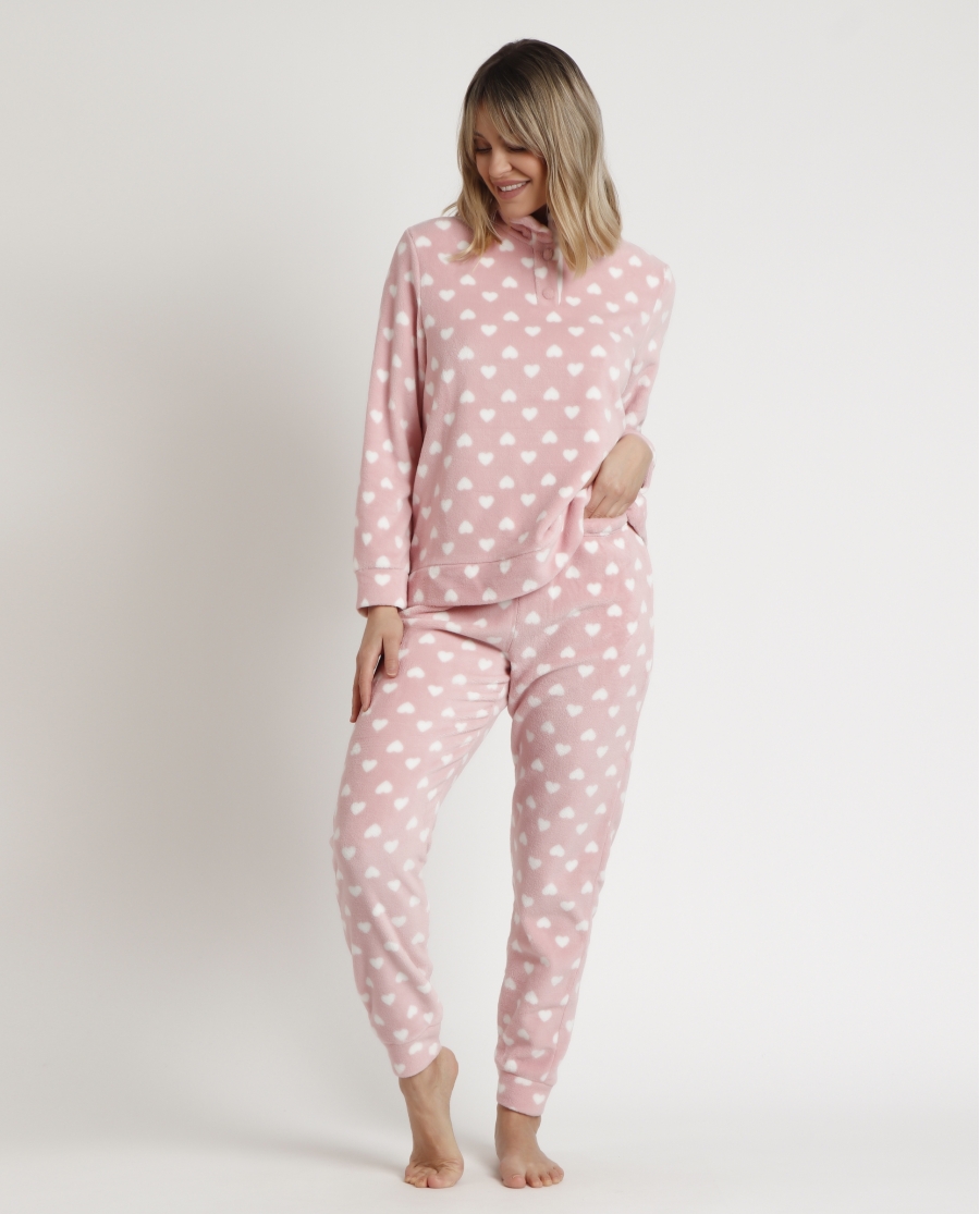 ADMAS Pijama Manga Larga Corel Cuello Alto L´amour para Mujer ROSA