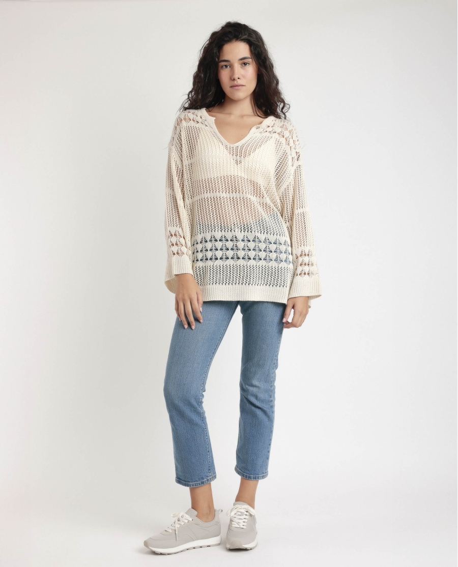 ADMAS Sueter Crochet para Mujer BEIGE