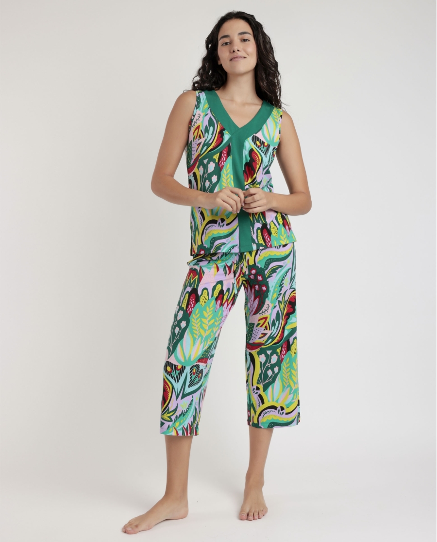 ADMAS LUXURY Pijama Sin Mangas Luxury Hippy para Mujer MULTICOLOR