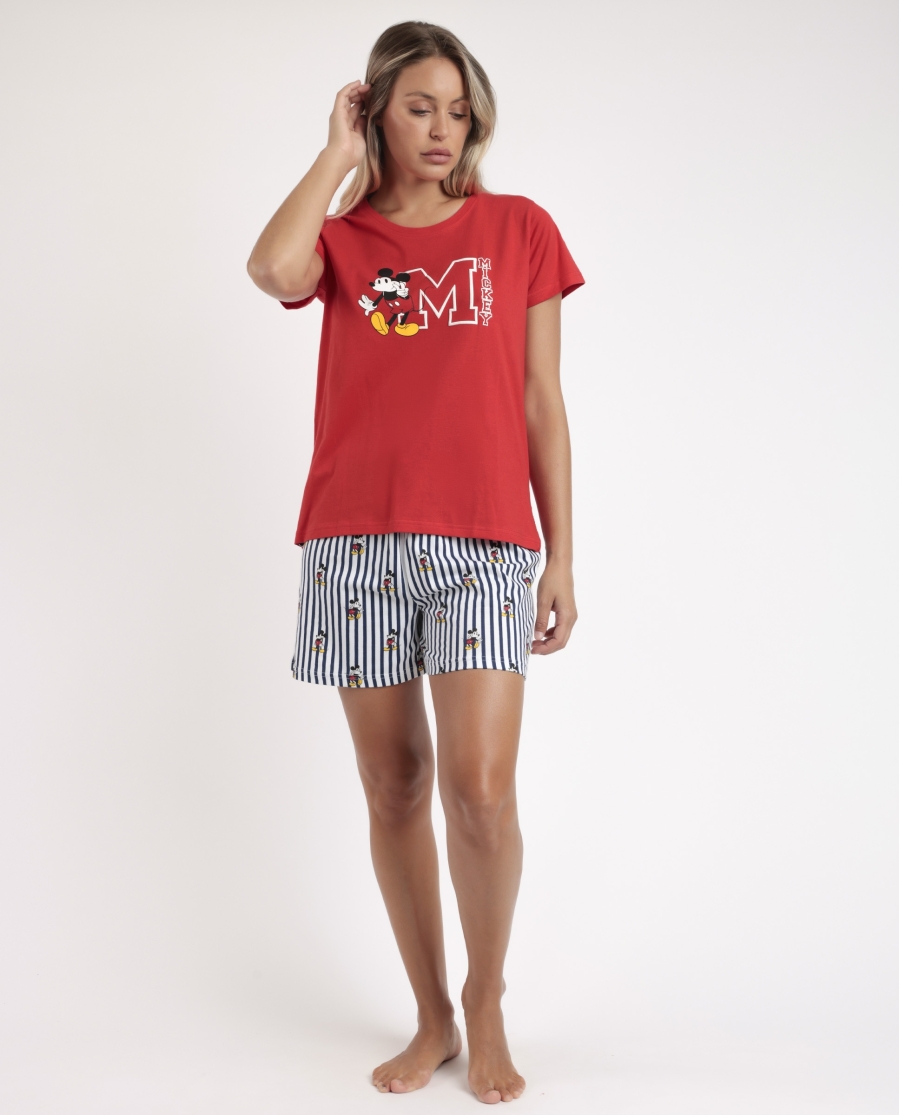 DISNEY Pijama Manga Corta Mickey Ny Summer para Mujer ROJO